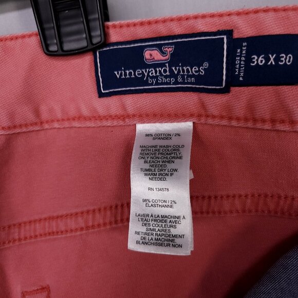 Vineyard Vines Slim Pants Mens 36x30 Pink Cotton Preppy Stretch Golf - Picture 7 of 16
